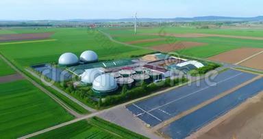 绿色领域的现代工厂，安全能源，绿色能源生产，可再生能源，沼气生产。 现代